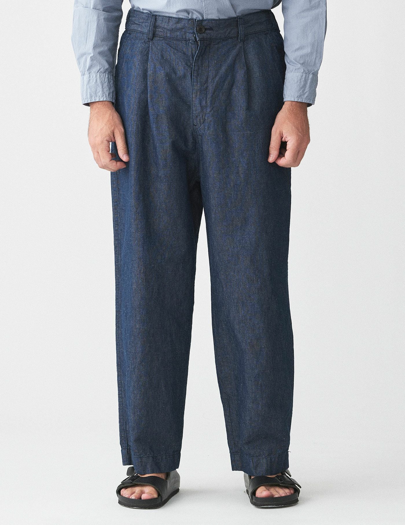 W POINT】【SALE】 9oz CO/LIキャンバスデニム ワイドワンタックパンツ
