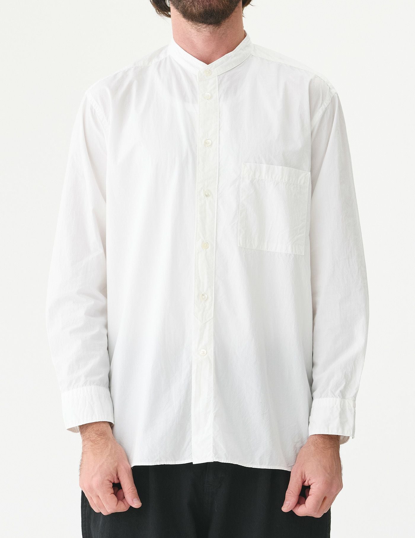 W POINT】【SALE】 オーガニックCOブロードスタンドカラーロングシャツ