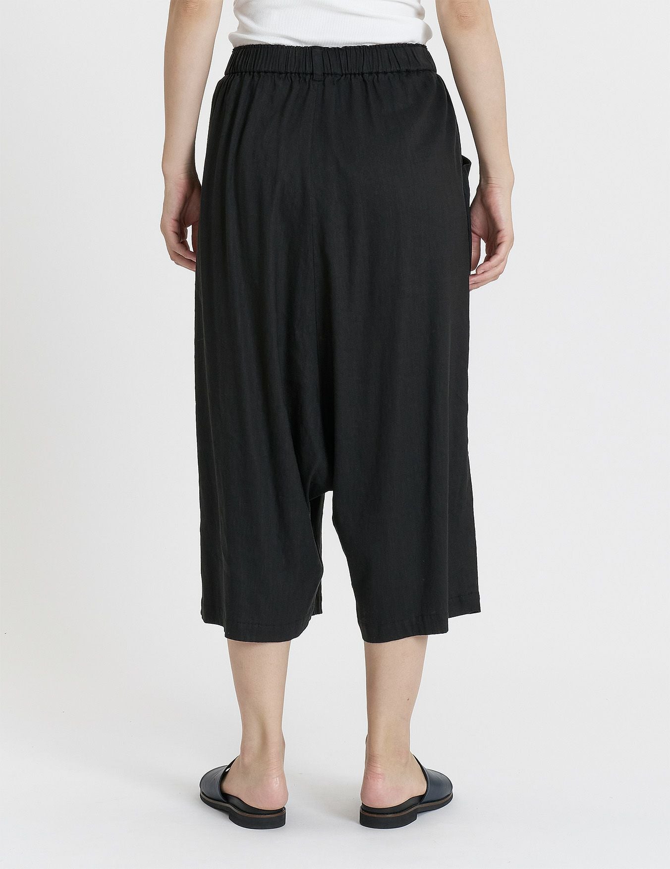 W POINT】【SALE】 リネンレーヨンストレッチ サルエルパンツ