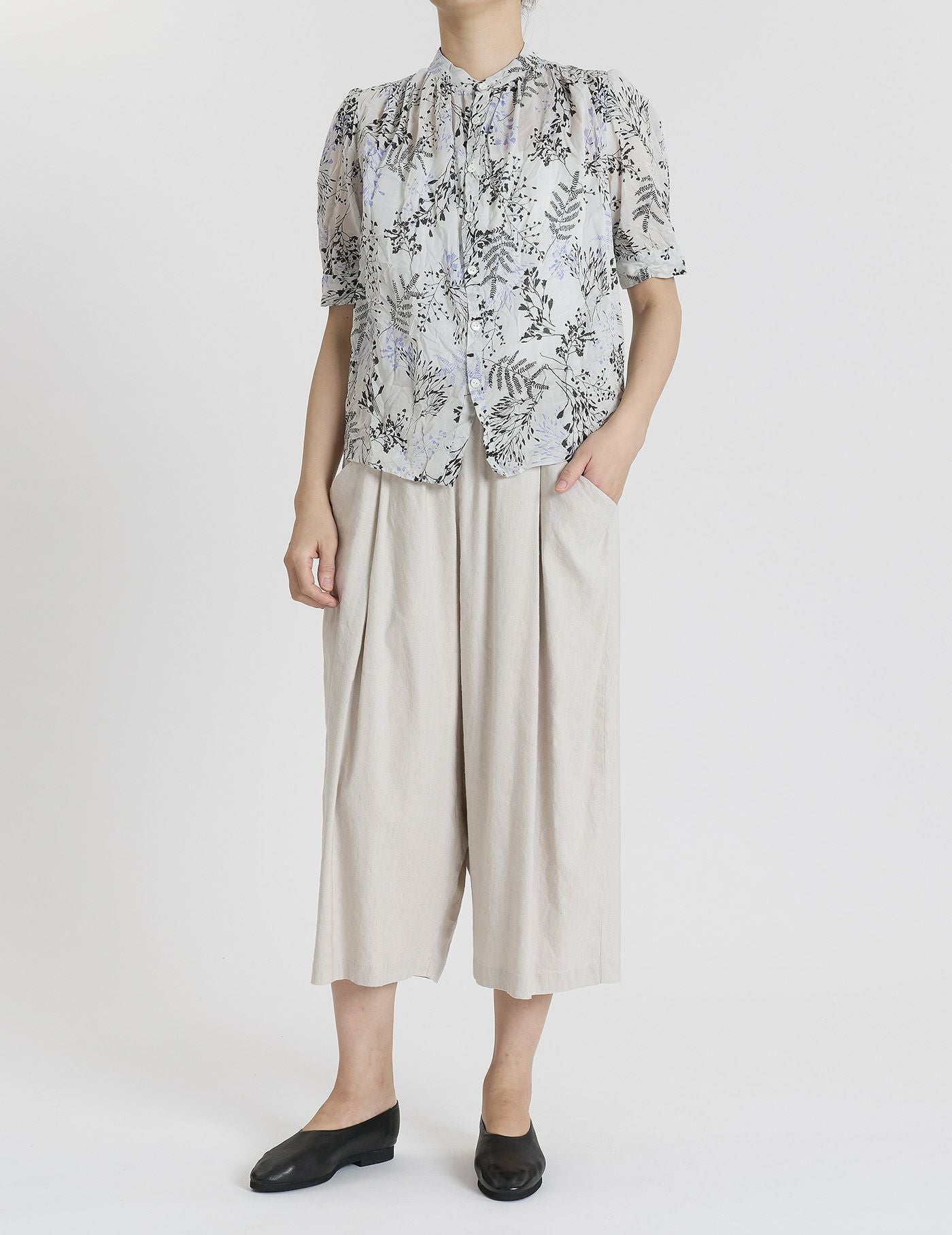 W POINT】【SALE】 リネンレーヨンストレッチ サルエルパンツ