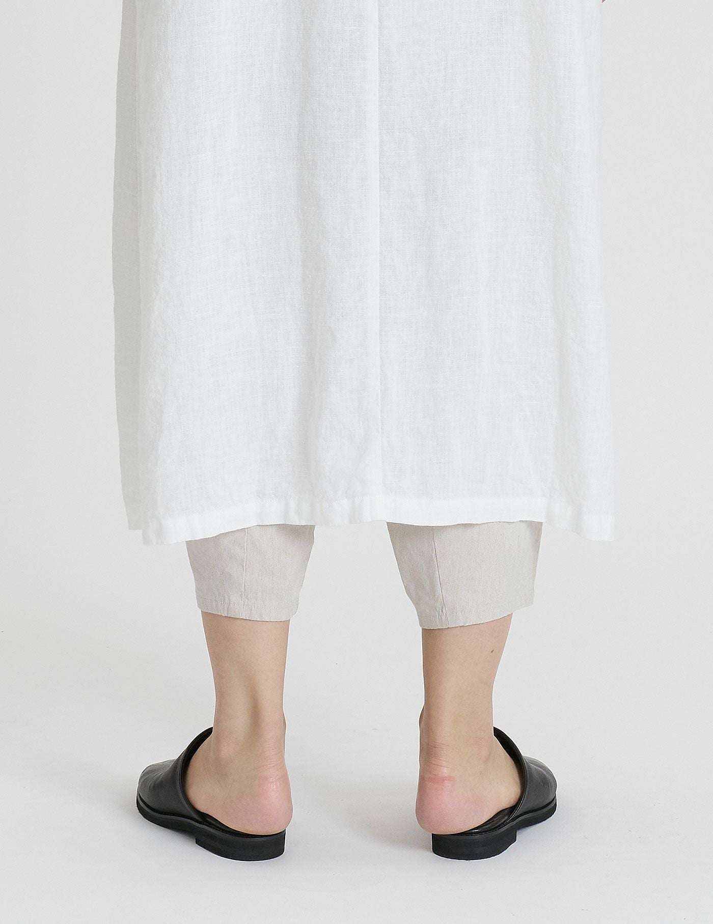 美品》pasdecalais　パドカレ　リネン ロングワンピース 36 pas de calais】パドカレ ロングシャツワンピース リネン混 ネイビー