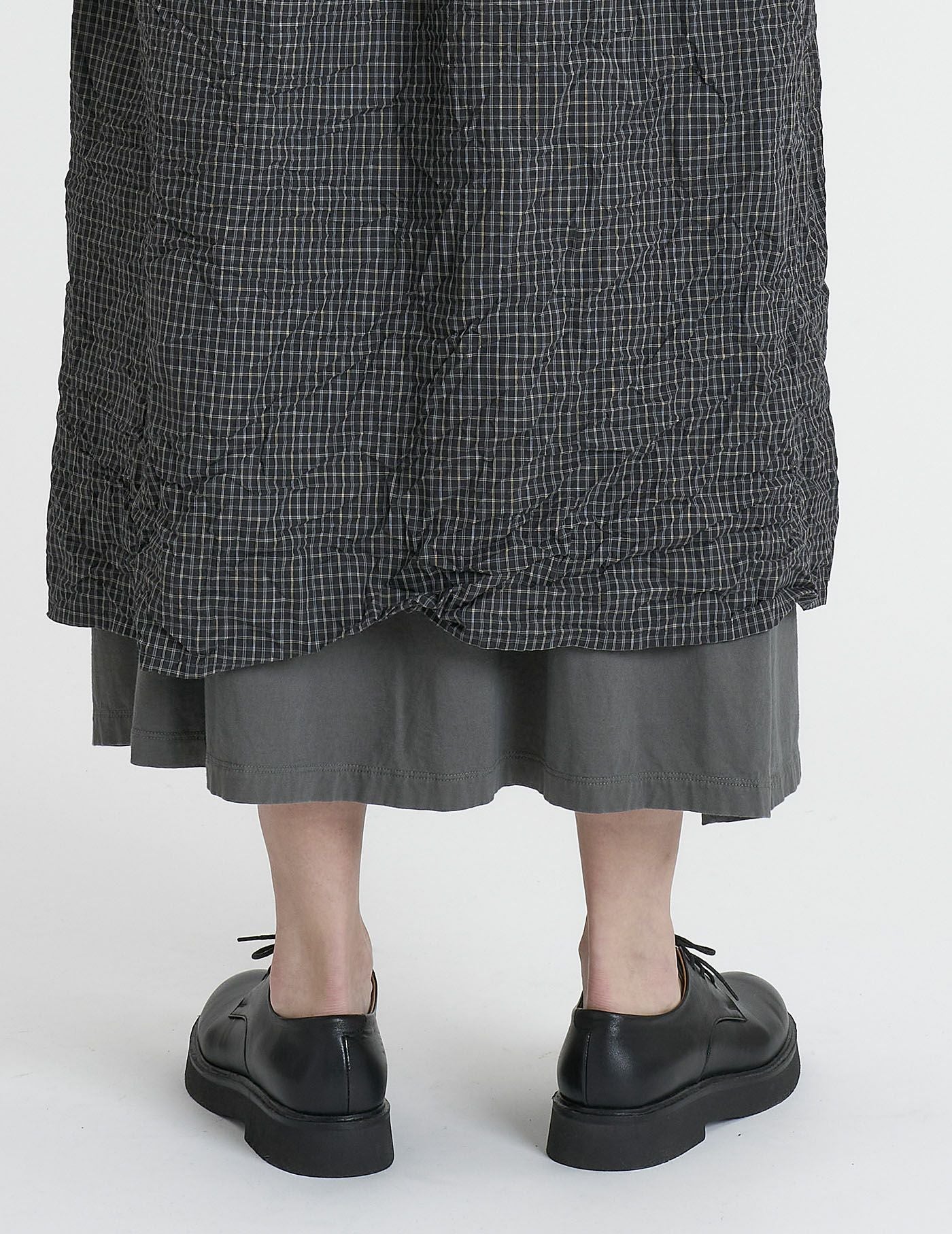 FINAL SALE】 オーガニックミニチェックワッシャー カシュクールドレス