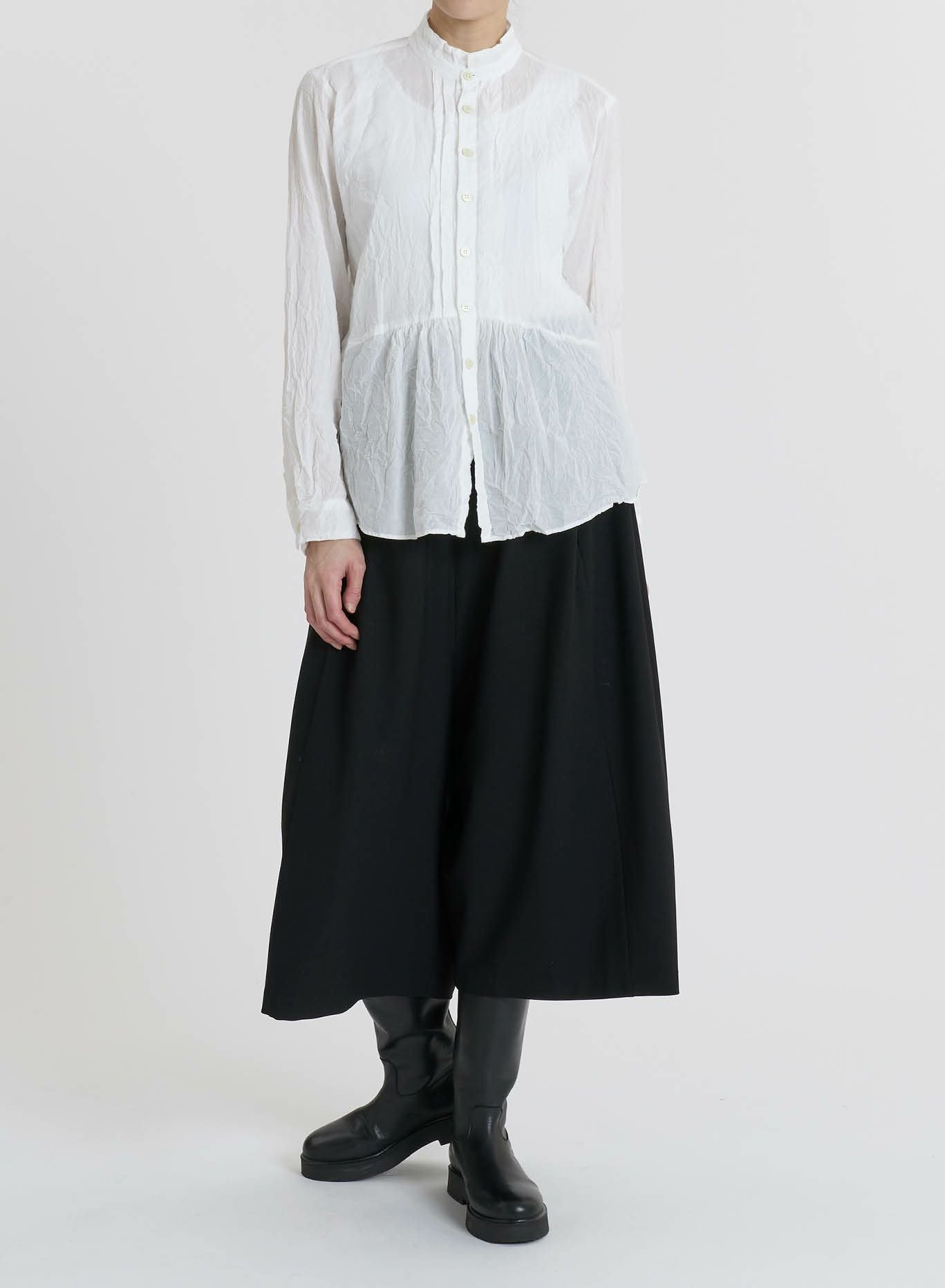 【pas de calais】ウエストゴム綿麻ガウチョ✳︎美品 着回しコーディネート》リネンコットン平 ガウチョパンツ | pas de
