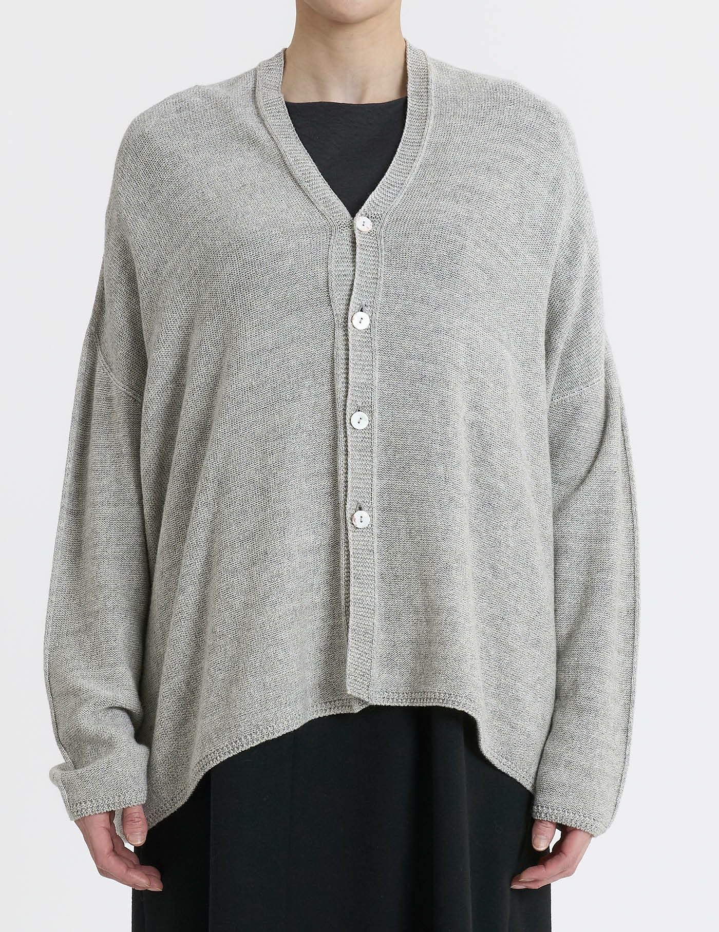 pas de calais カシミヤ100% 38 グレーカーディガン 美品 DESHENG (デシェン) カシミヤ100％ 12G 無地 カーディガン M L LL