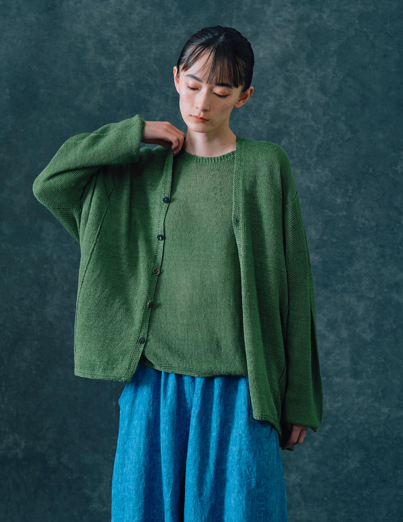 パドカレ pas de calais ニットコート ウールリネンアルパカ 緑 パドカレ pas de calais ニットコート ウールリネンアルパカ 緑 - メルカリ