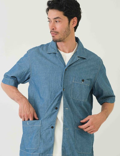 新品タグ付 SAGE DE CRET リネン バンドカラーシャツ L 日本製 シャツ 