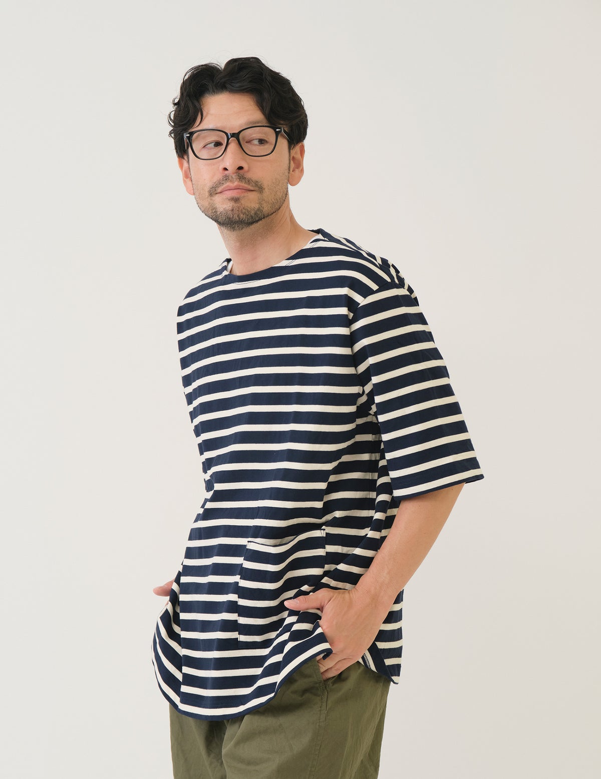 20 ネイビー×エクリュ　Msize：モデル180㎝